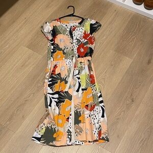 LOFT Multicolor Floral Midi Dress